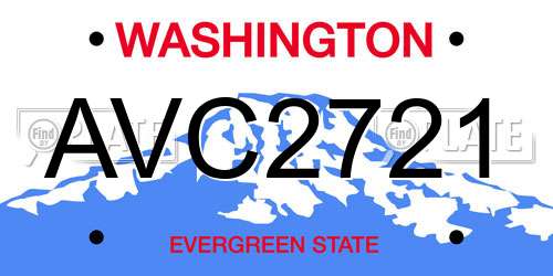 AVC2721 Washington License Plate