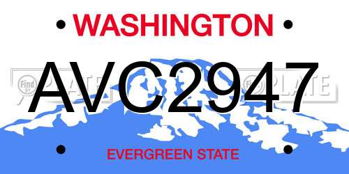AVC2947 Washington License Plate