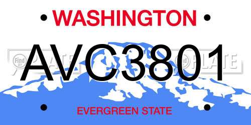 AVC3801 Washington License Plate