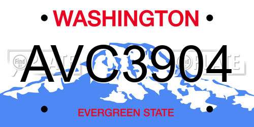 AVC3904 Washington License Plate