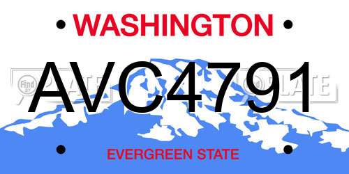 AVC4791 Washington License Plate
