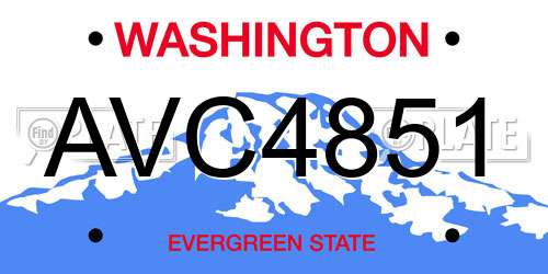 AVC4851 Washington License Plate