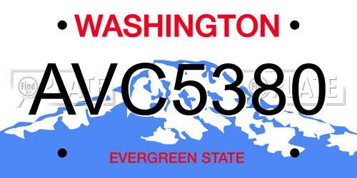 AVC5380 Washington License Plate