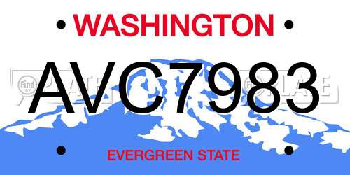 AVC7983 Washington License Plate
