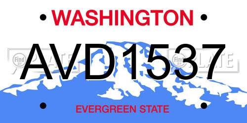 AVD1537 Washington License Plate