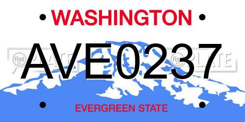 AVE0237 Washington License Plate