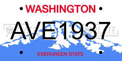 AVE1937 Washington License Plate
