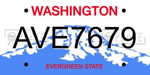 AVE7679 Washington License Plate