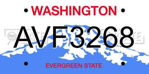 AVF3268 Washington License Plate