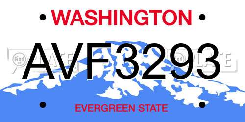 AVF3293 Washington License Plate