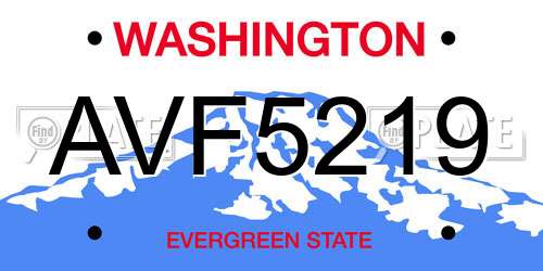 AVF5219 Washington License Plate
