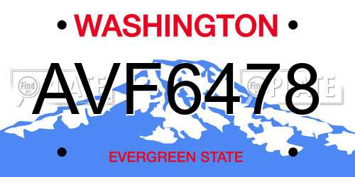 AVF6478 Washington License Plate