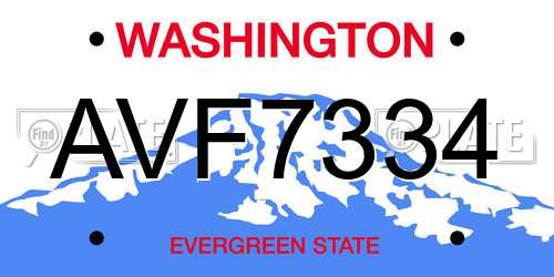 AVF7334 Washington License Plate