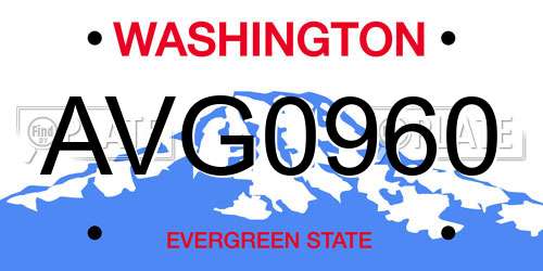 AVG0960 Washington License Plate