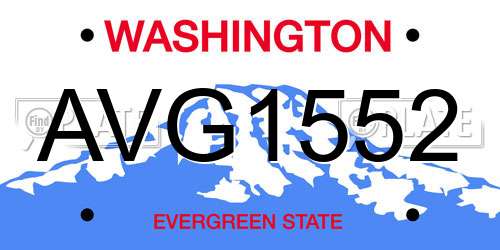 AVG1552 Washington License Plate