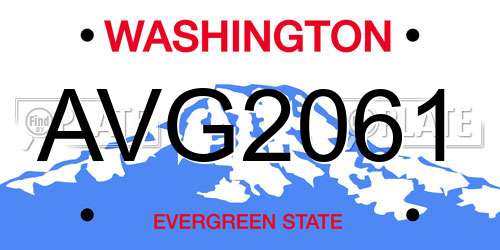 AVG2061 Washington License Plate