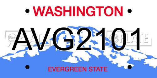 AVG2101 Washington License Plate