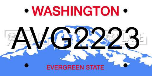 AVG2223 Washington License Plate