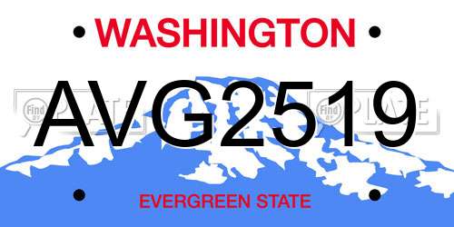 AVG2519 Washington License Plate
