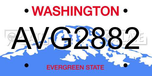 AVG2882 Washington License Plate