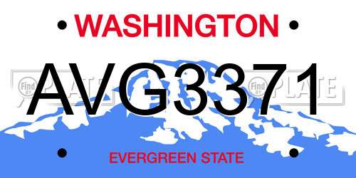 AVG3371 Washington License Plate