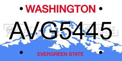 AVG5445 Washington License Plate