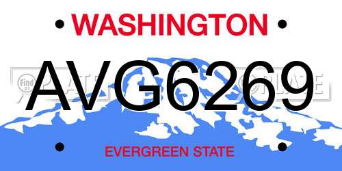 AVG6269 Washington License Plate