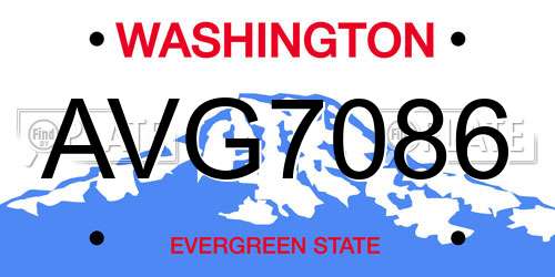 AVG7086 Washington License Plate