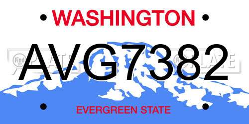 AVG7382 Washington License Plate