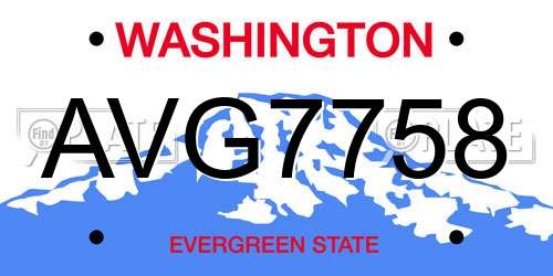 AVG7758 Washington License Plate
