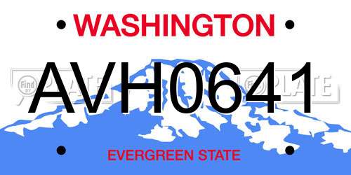 AVH0641 Washington License Plate