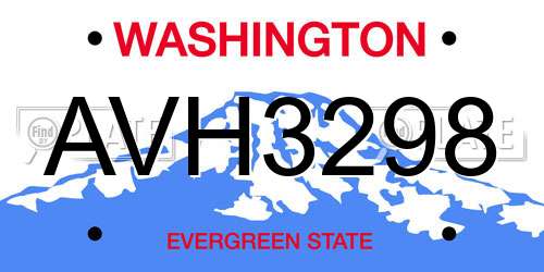 AVH3298 Washington License Plate