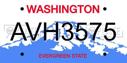 AVH3575 Washington License Plate