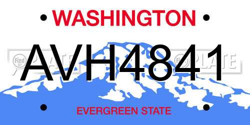 AVH4841 Washington License Plate