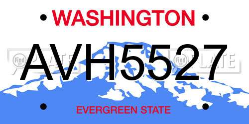 AVH5527 Washington License Plate