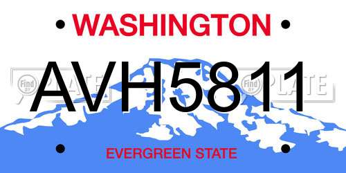 AVH5811 Washington License Plate