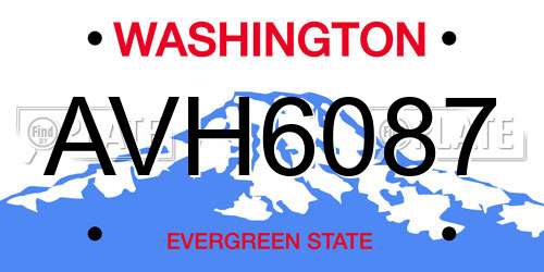 AVH6087 Washington License Plate