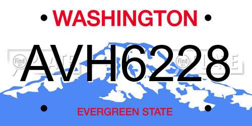 AVH6228 Washington License Plate