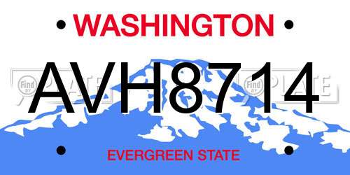 AVH8714 Washington License Plate