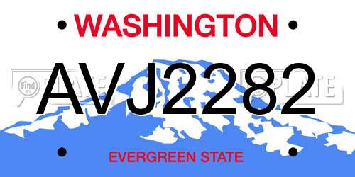 AVJ2282 Washington License Plate