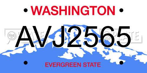AVJ2565 Washington License Plate