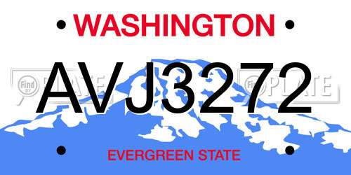 AVJ3272 Washington License Plate