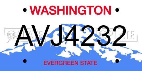AVJ4232 Washington License Plate