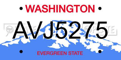 AVJ5275 Washington License Plate