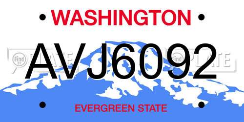 AVJ6092 Washington License Plate