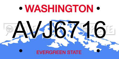 AVJ6716 Washington License Plate