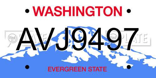 AVJ9497 Washington License Plate