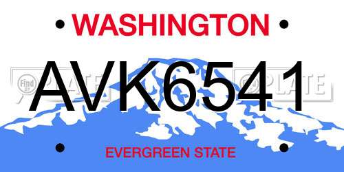 AVK6541 Washington License Plate