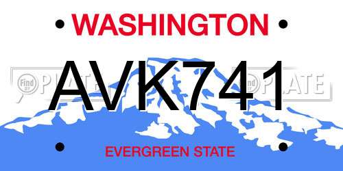 AVK741 Washington License Plate