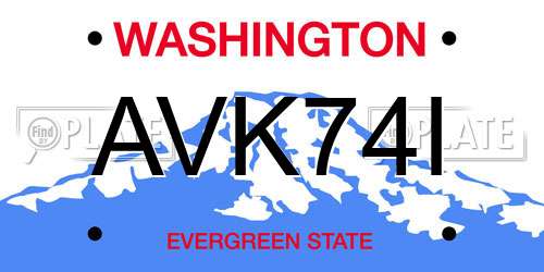 AVK74I Washington License Plate